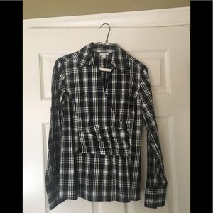 NEW Talbots Plaid black and white blouse